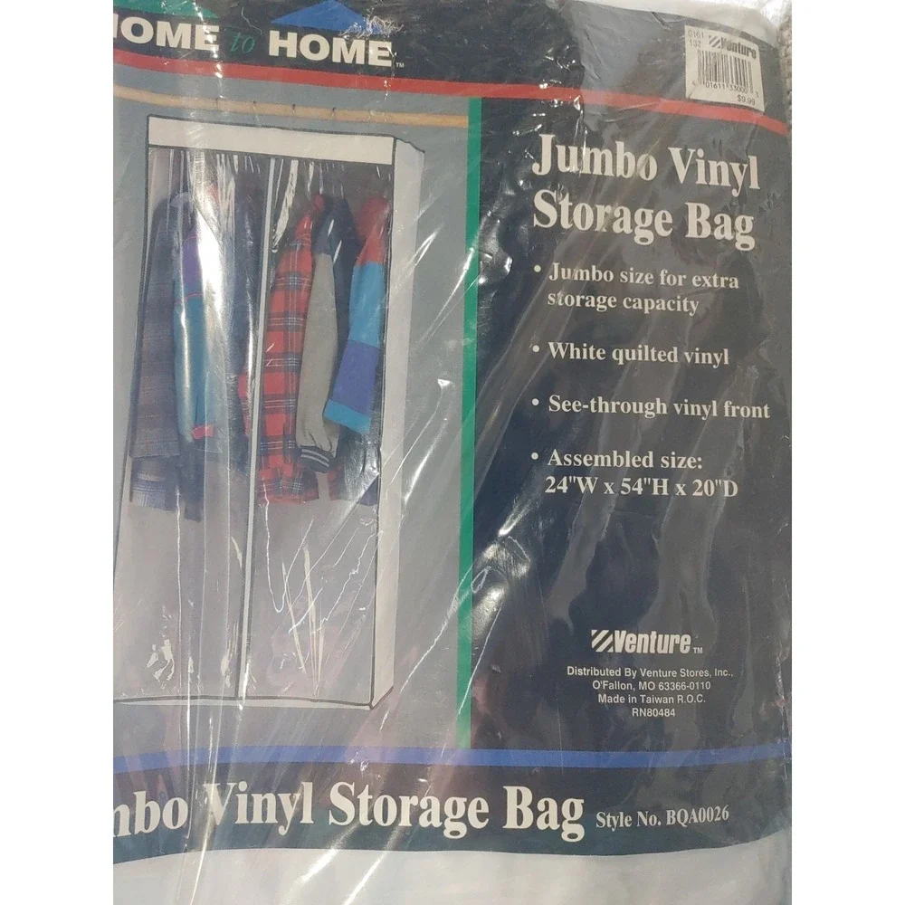 90s Venture Hanging Closet Jumbo Vinyl Garment Dress Clothing Bag Storage